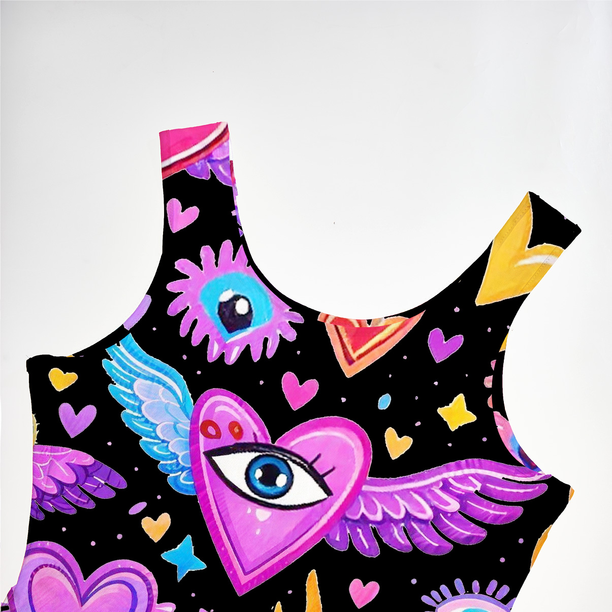 Purplehecate Mystic Heart Eye Wings Mesh Maxi Tank Beach Dress