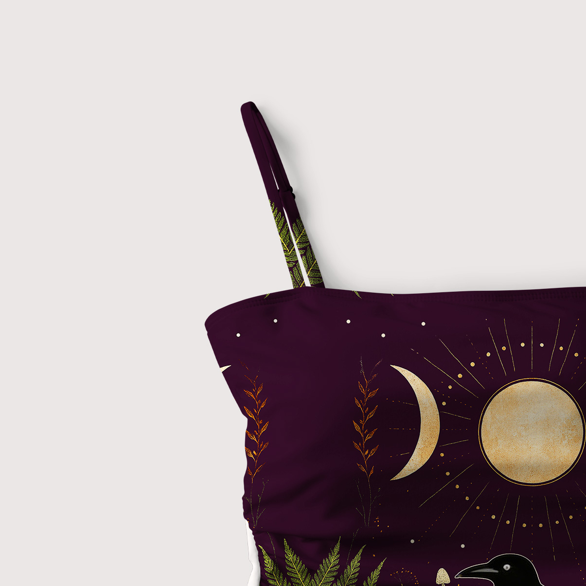 Purplehecate Lunar Raven Ritual Slim-Strap Swimsuit