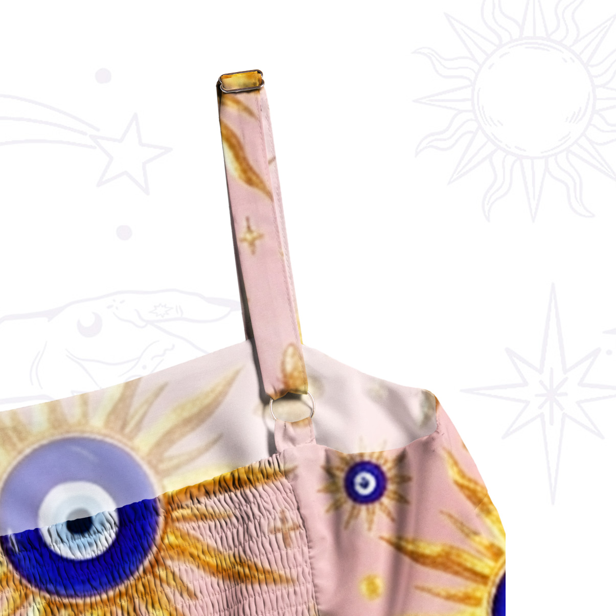 Purplehecate Solar Evil Eye Charm Wide Straps Maxi Dress