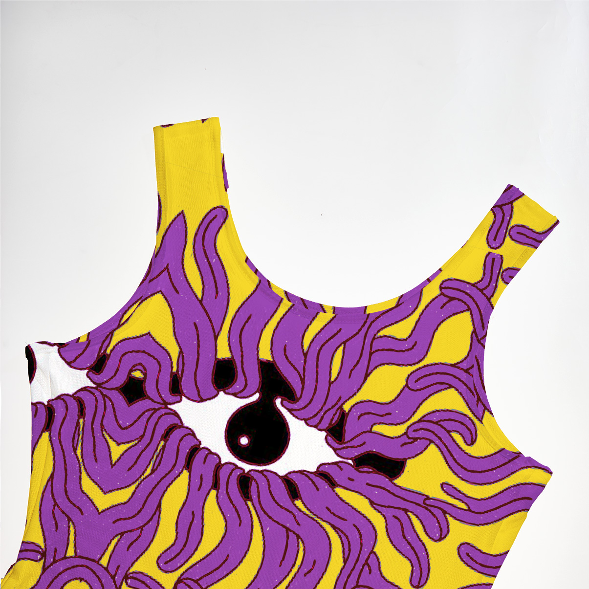 Purplehecate Psychedelic Wave Eyes Mesh Maxi Tank Beach Dress