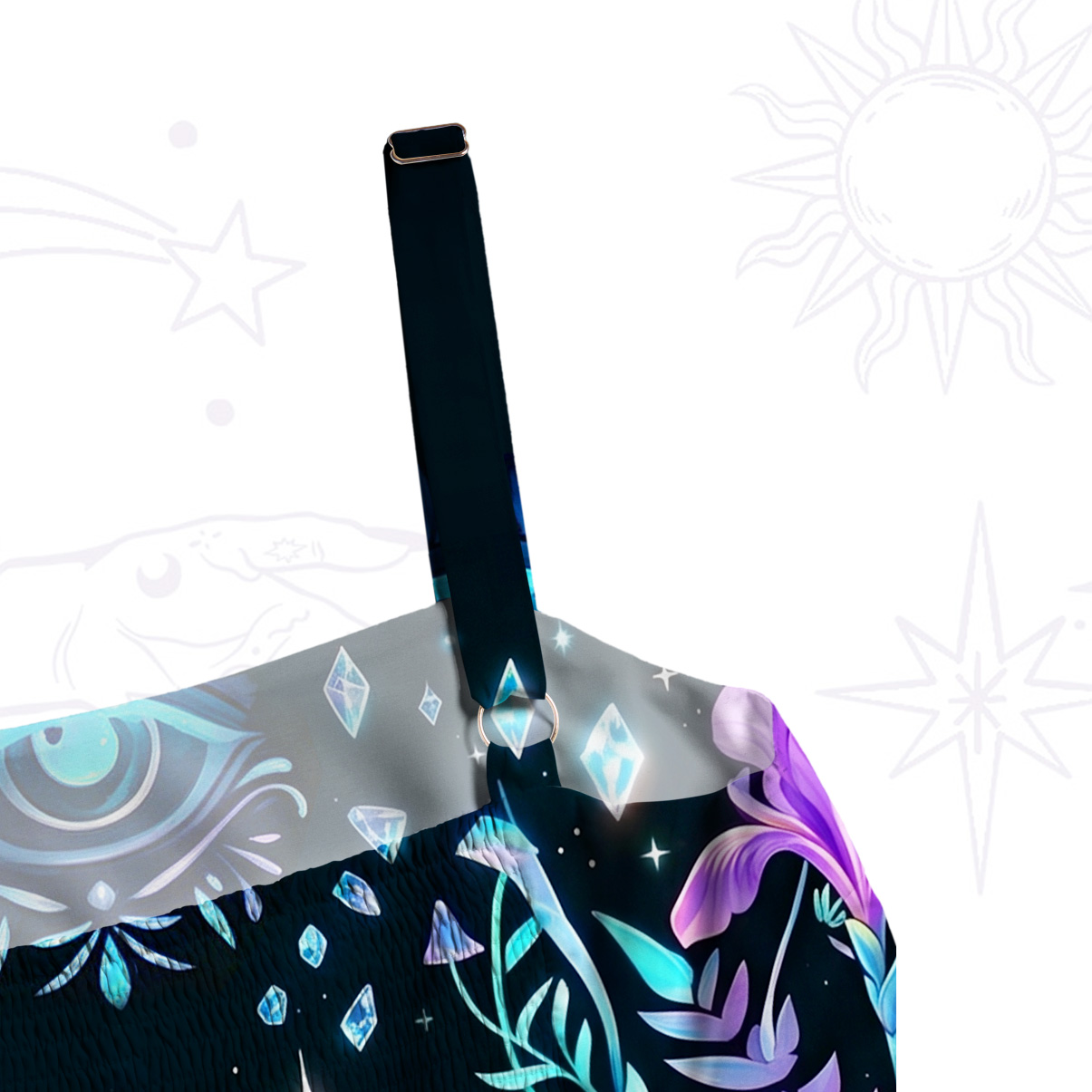 Purplehecate Moon Moth Witchery Wide Straps Maxi Dress