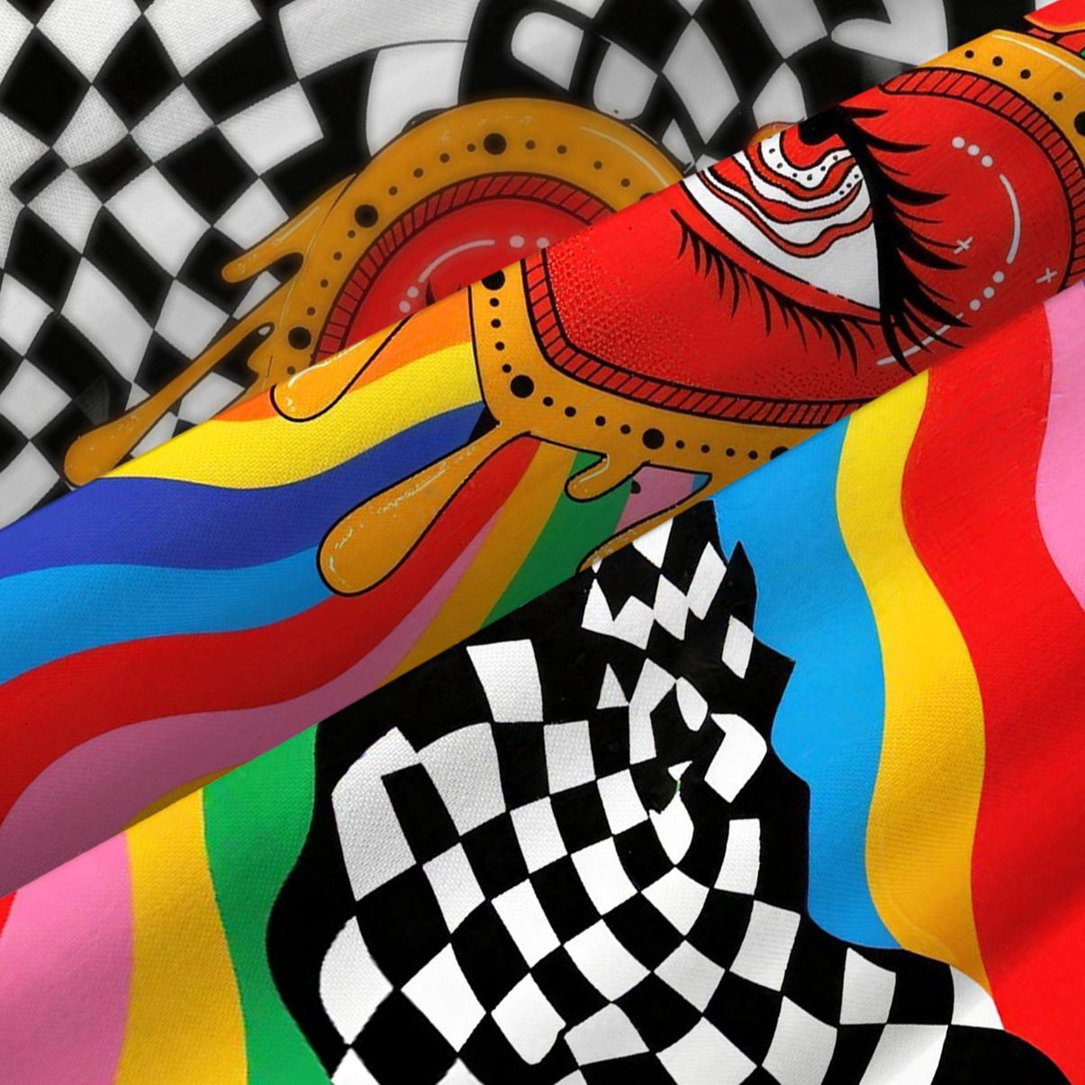 Purplehecate Trippy Rainbow Heart Eye Spaghetti Strap Midi Dress
