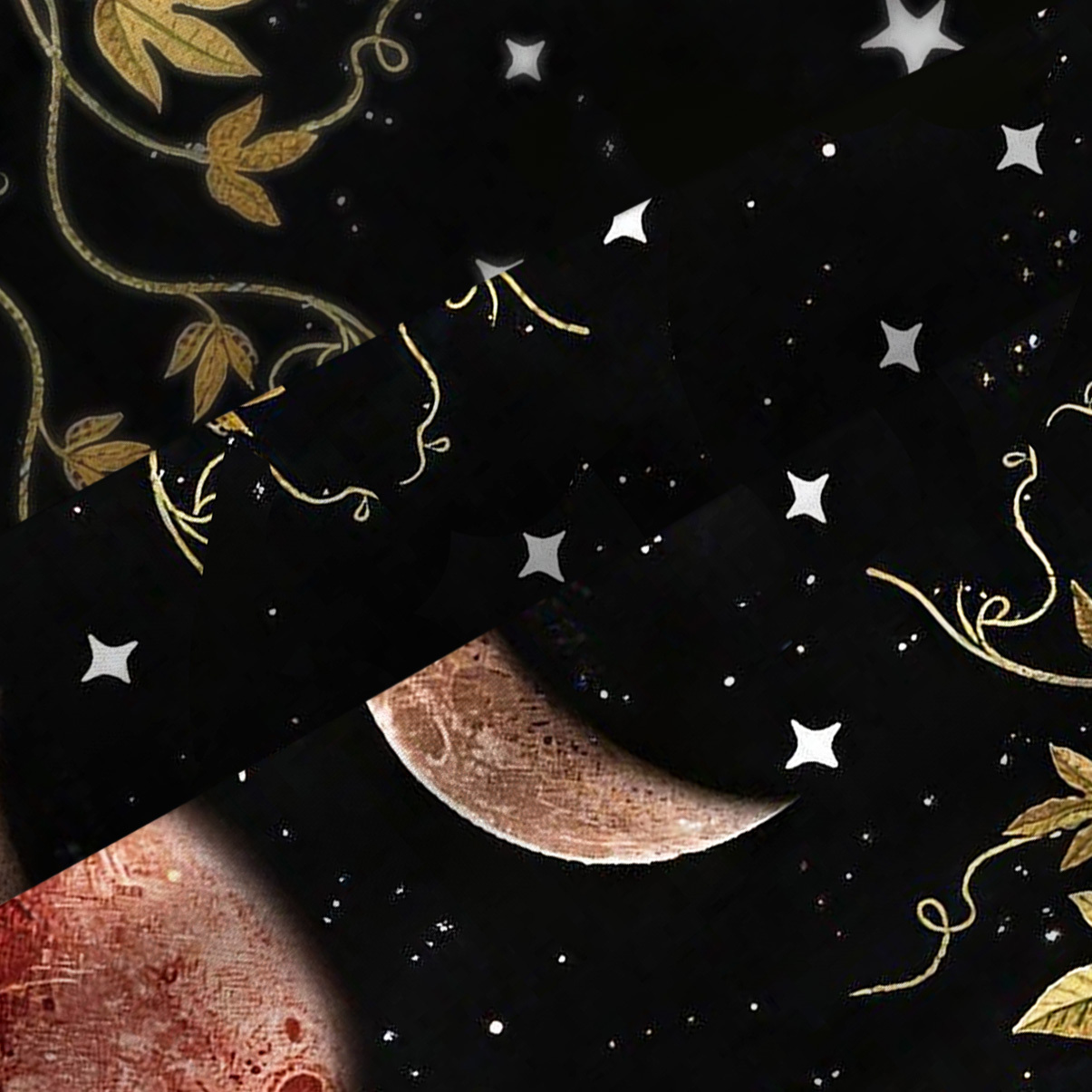 Purplehecate Moon Phase Floral Spaghetti Strap Midi Dress