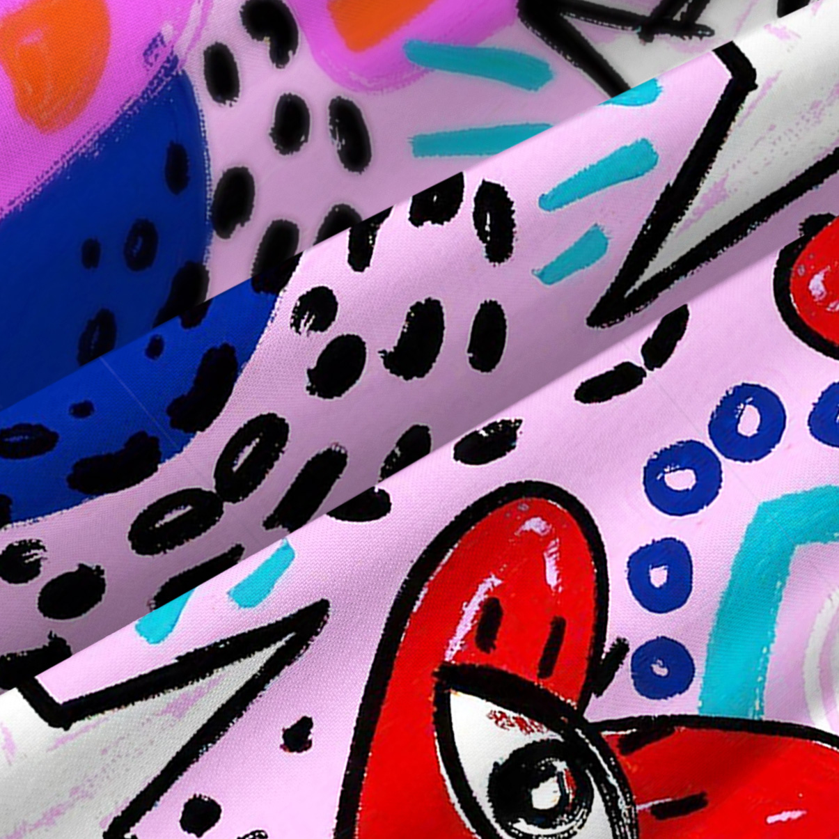 Purplehecate Cosmic Love Eyes Graffiti Spaghetti Strap Midi Dress