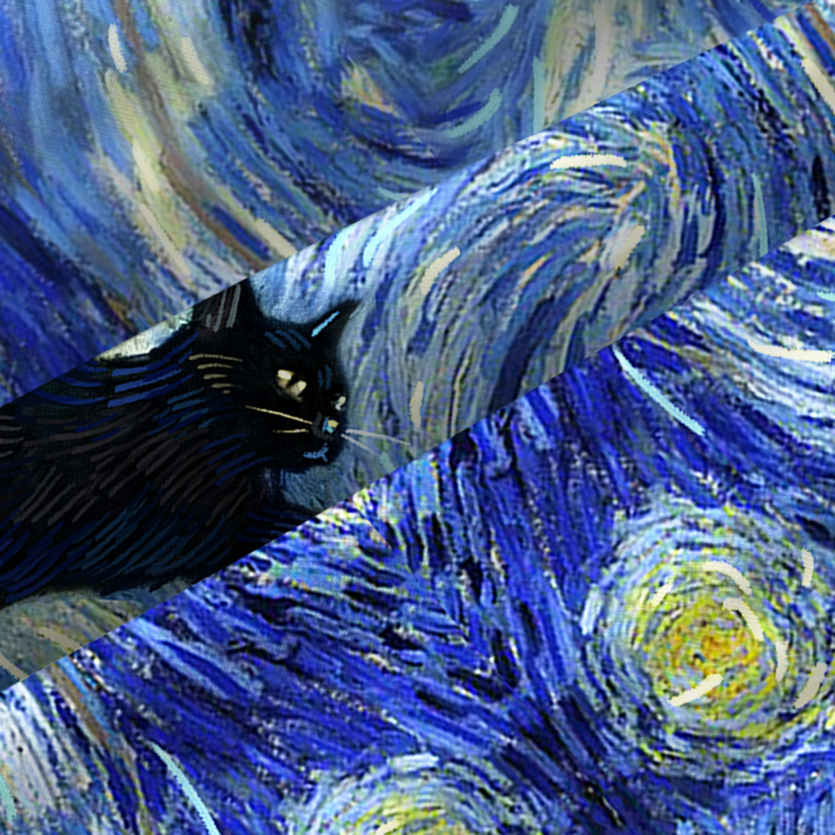Purplehecate Witch Cat Under the Starry Night Spaghetti Strap Midi Dress