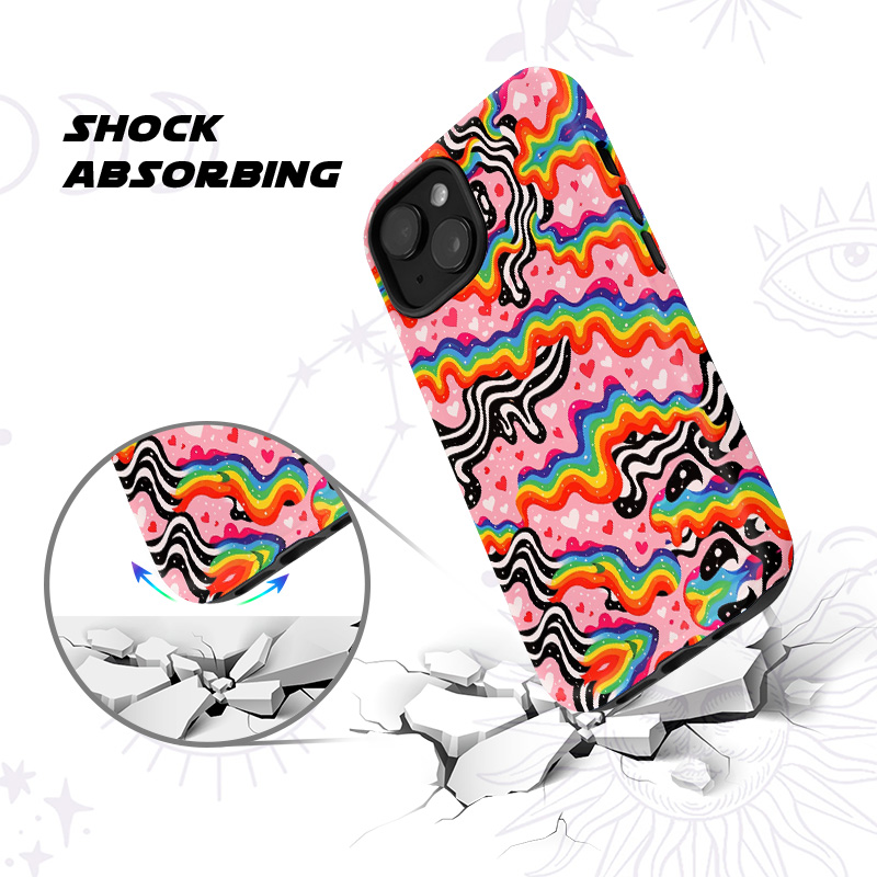 Purplehecate Groovy Melty Rainbow Hearts Wavy Phone Case