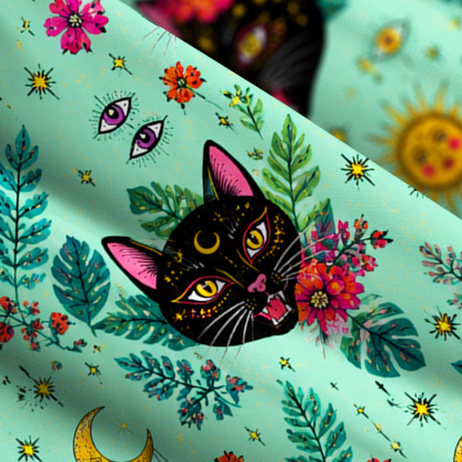 Purplehecate The Wizard's Proud Black Cat Wide Straps Maxi Dress
