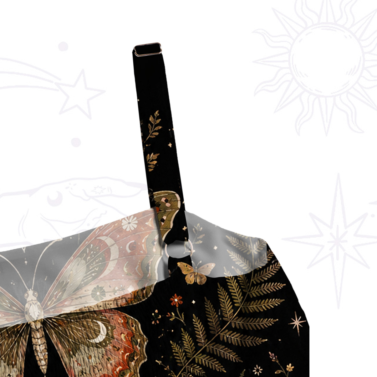 Purplehecate Moon Moth in the Enchanted Forest Wide Straps Maxi Dress