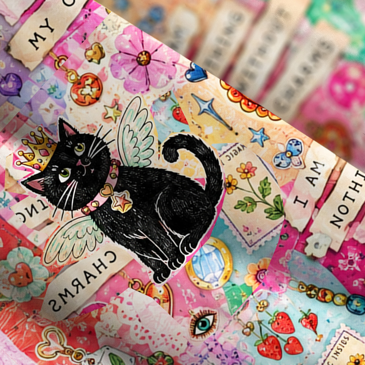 Purplehecate Never Without My Charms Black Cat Wide Straps Maxi Dress