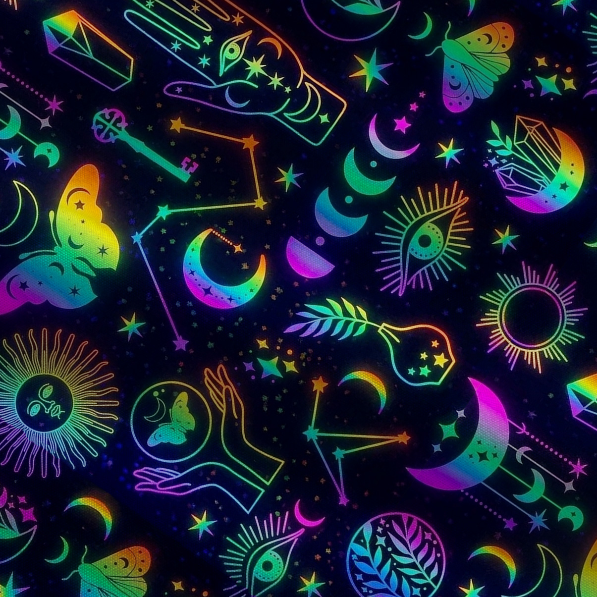 Purplehecate Blacklight Butterfly Tie Shoulder Maxi Dress