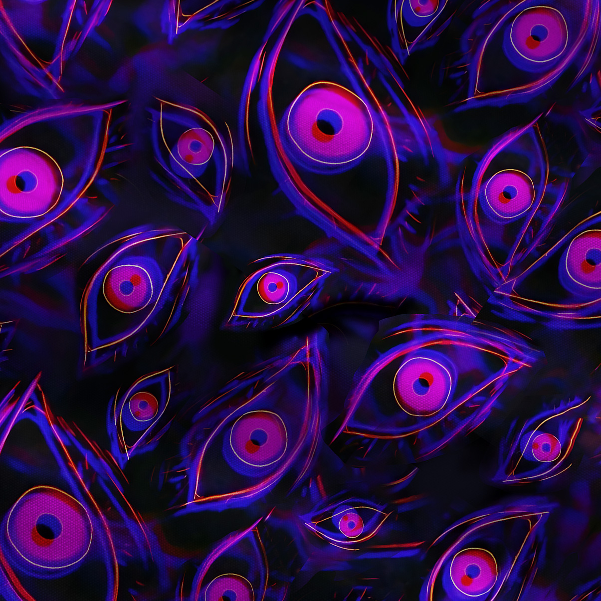 Purplehecate Psychedelic Eyes Tie Shoulder Maxi Dress