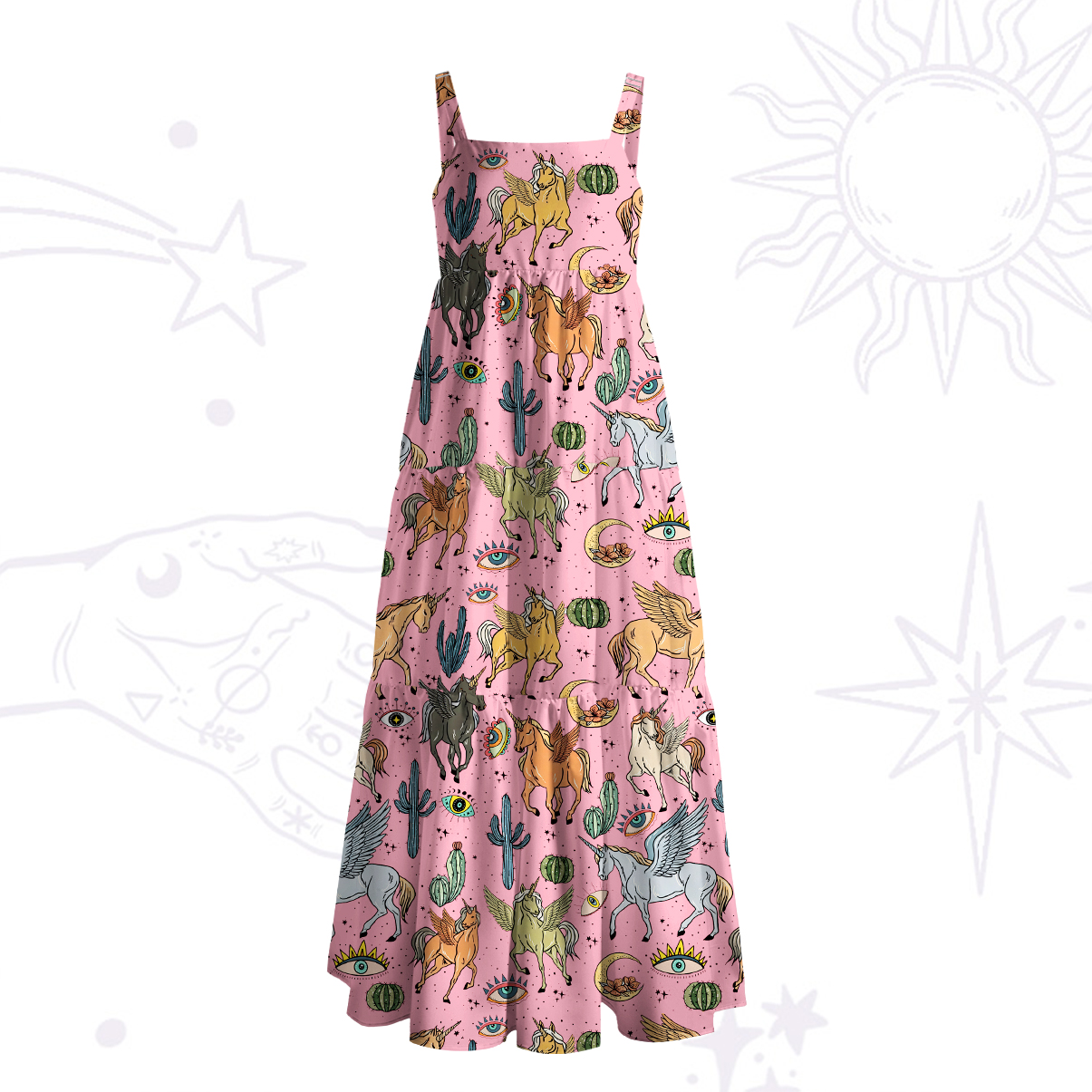 Purplehecate Wild Horses Desert Wide Straps Maxi Dress