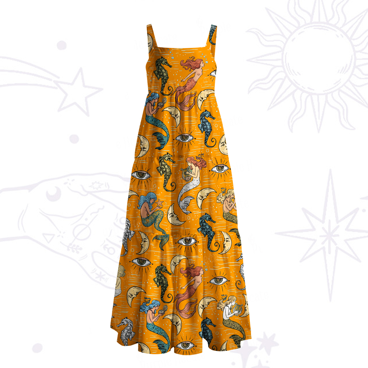 Purplehecate Mermaid Magic Wide Straps Maxi Dress