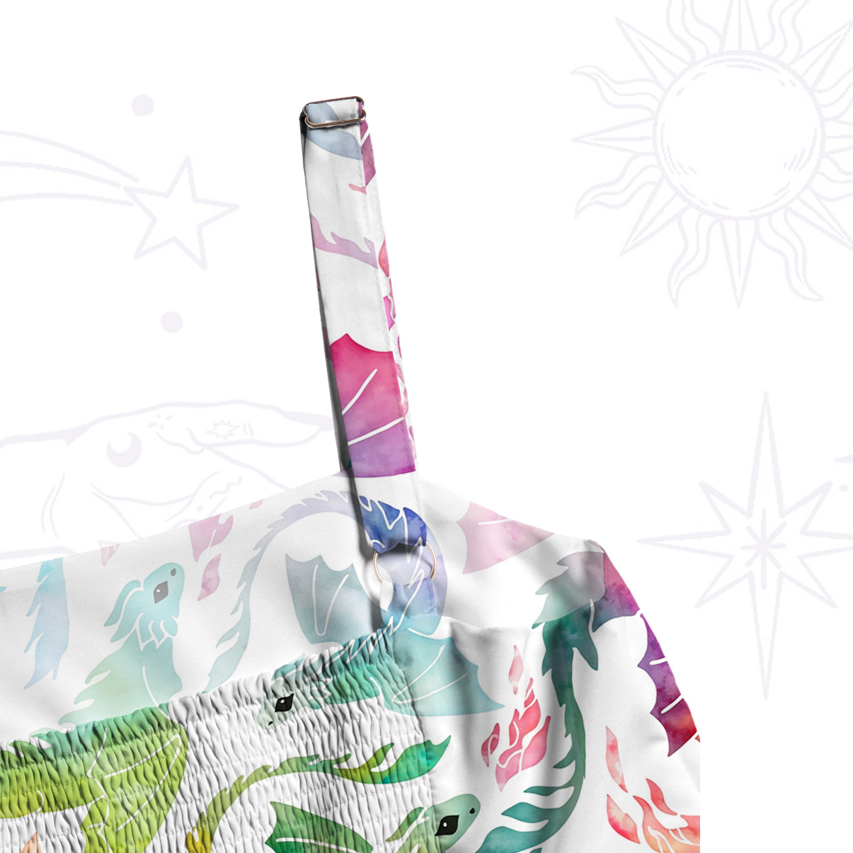 Purplehecate Rainbow Dragon Fire Wide Straps Maxi Dress