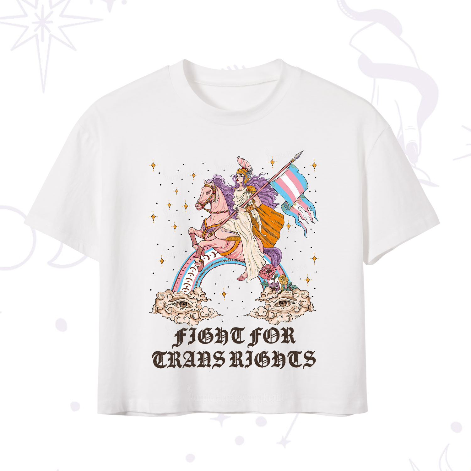 Purplehecate Fight for Trans Rights Knight Crop T-Shirt