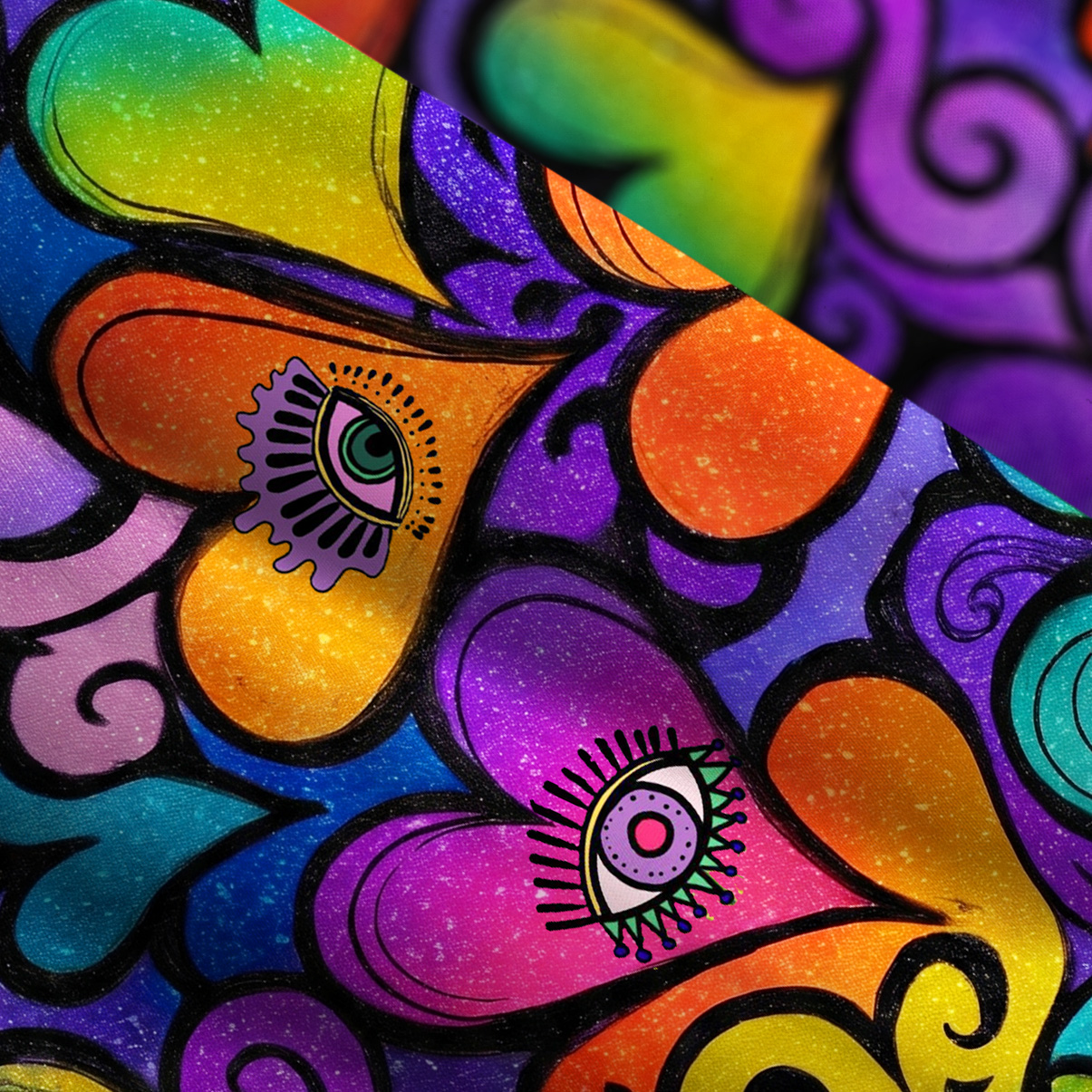 Purplehecate Psychedelic Pride Hearts Wide Straps Maxi Dress