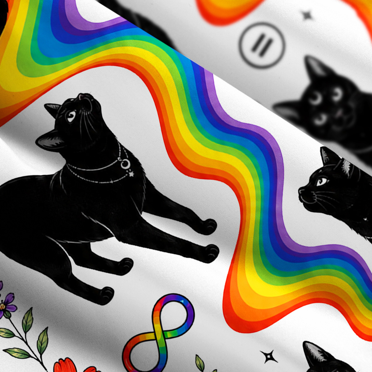 Purplehecate Rainbow Witch Cat Parade Wide Straps Maxi Dress