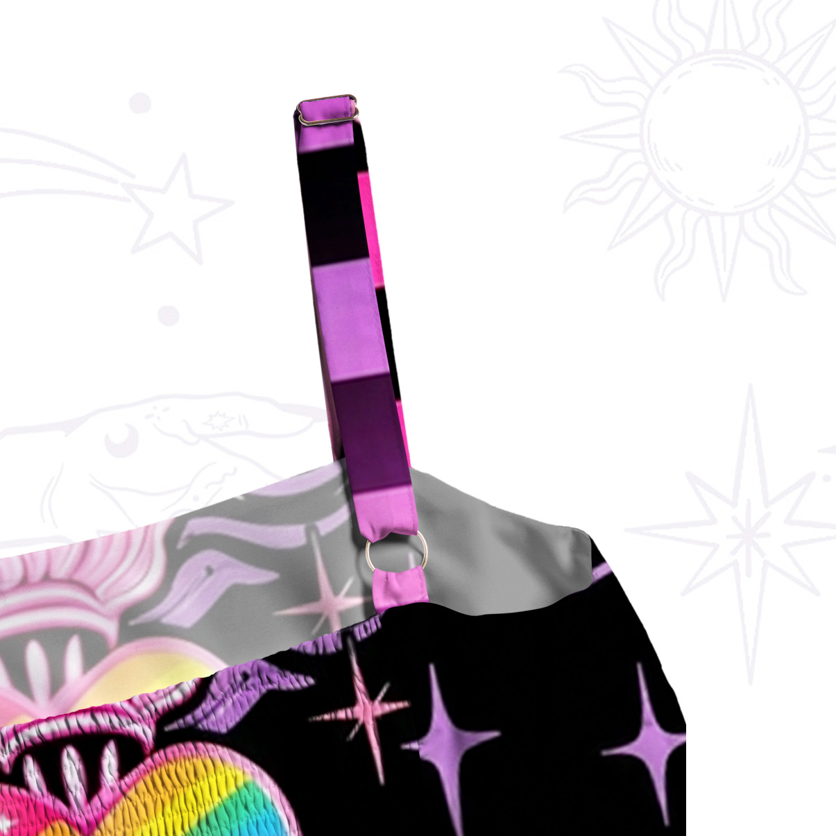 Purplehecate Rainbow Lovewave Checker Wide Straps Maxi Dress