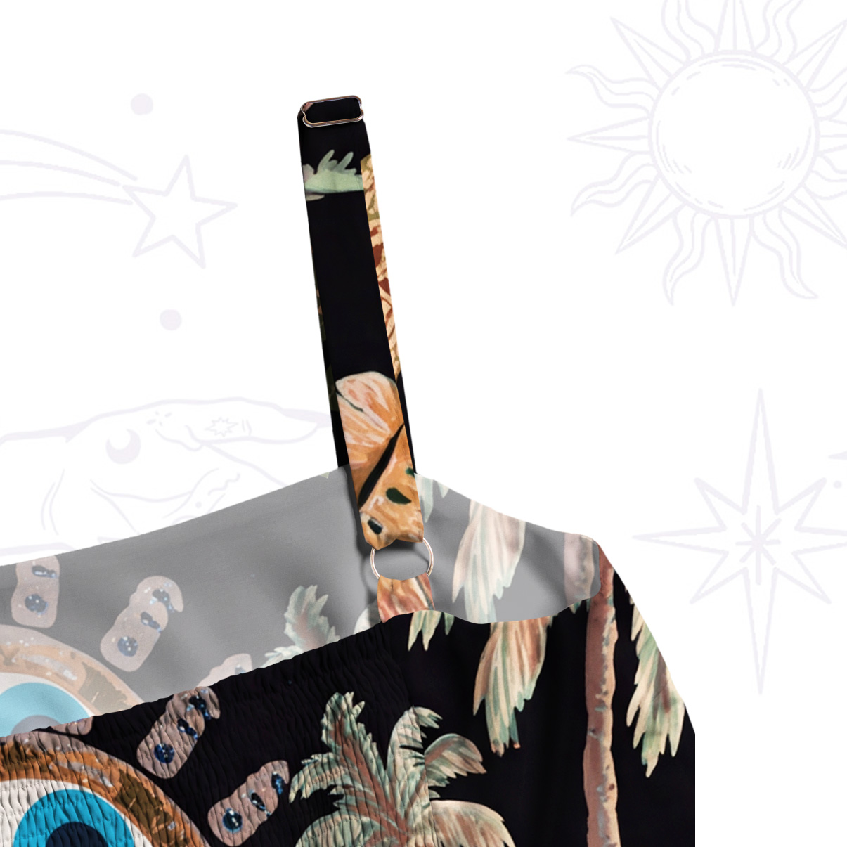 Purplehecate Hippie Mystic Sun & Moon Wide Straps Maxi Dress