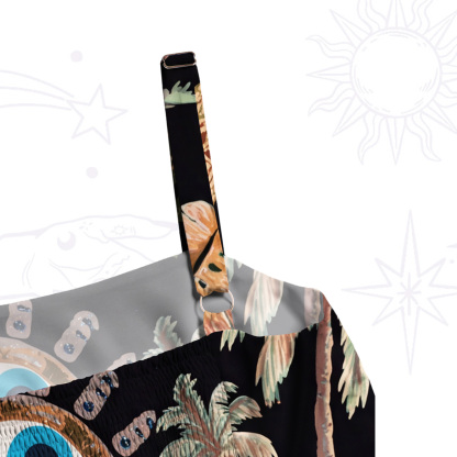 Purplehecate Hippie Mystic Sun & Moon Wide Straps Maxi Dress