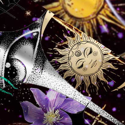 Purplehecate Witchy Galaxy All‑Over Print Wide Straps Maxi Dress