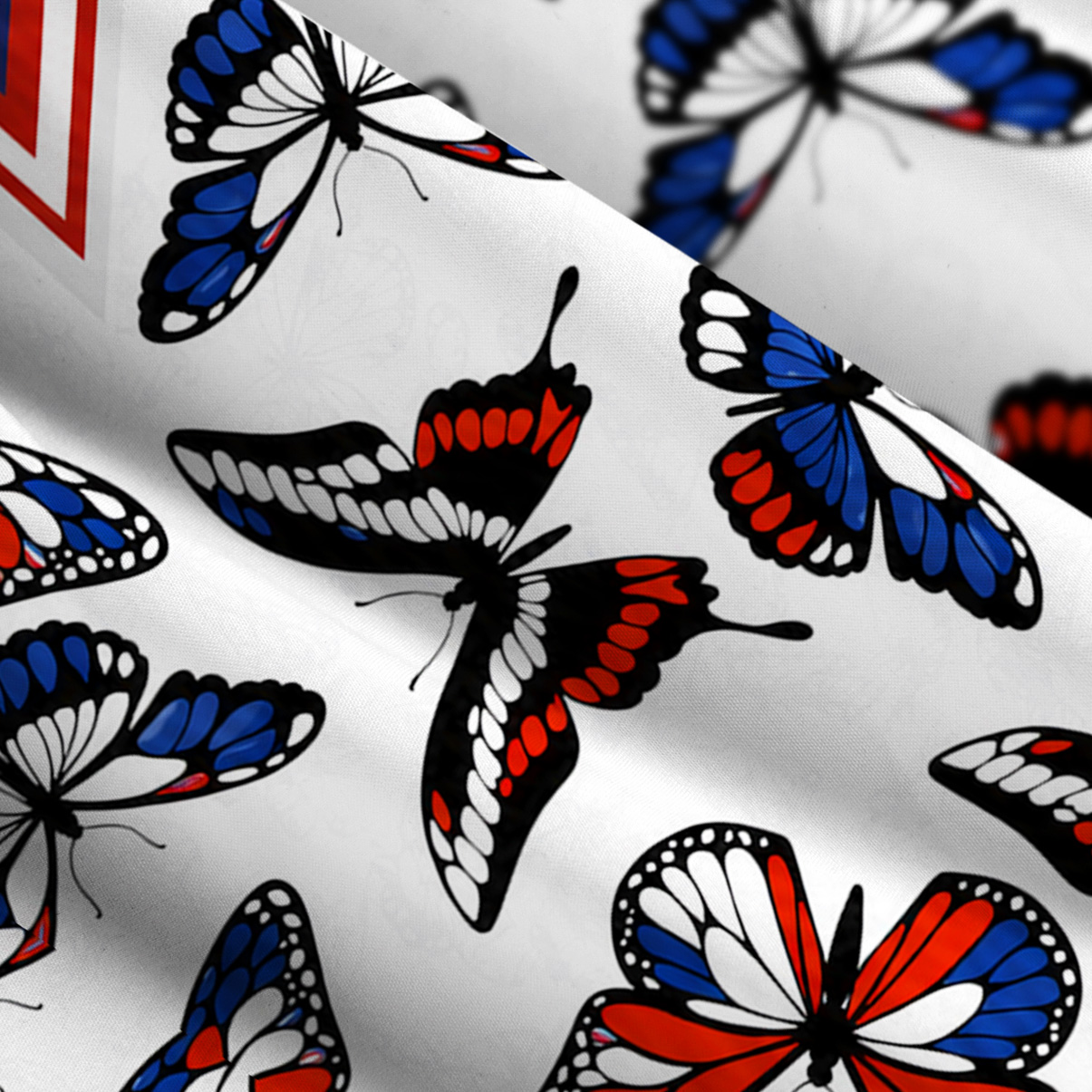 Purplehecate Red White Blue Patriotic Butterfly Wide Straps Maxi Dress
