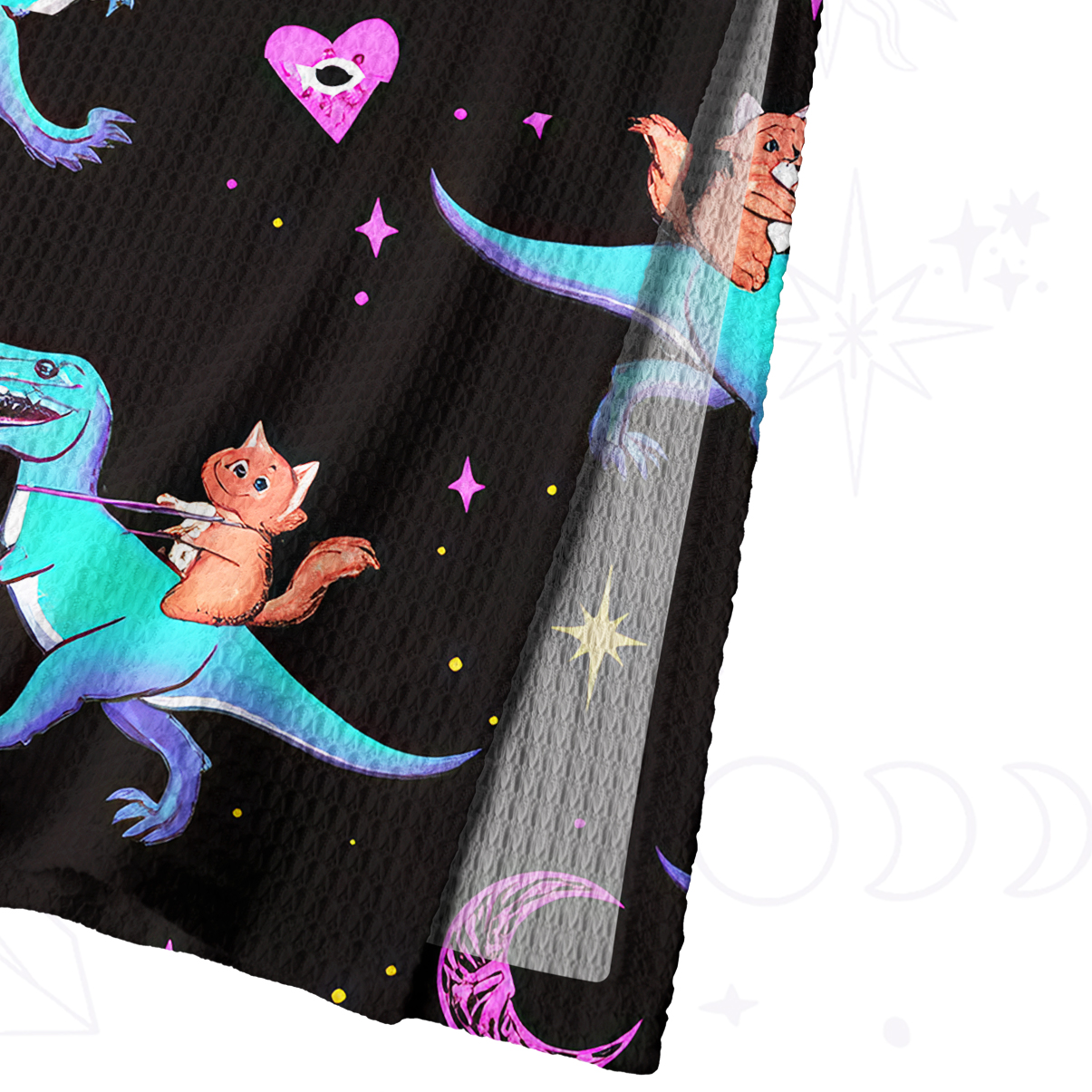 Purplehecate Witch Cat Rides the Dino Crochet Knit Maxi Dress