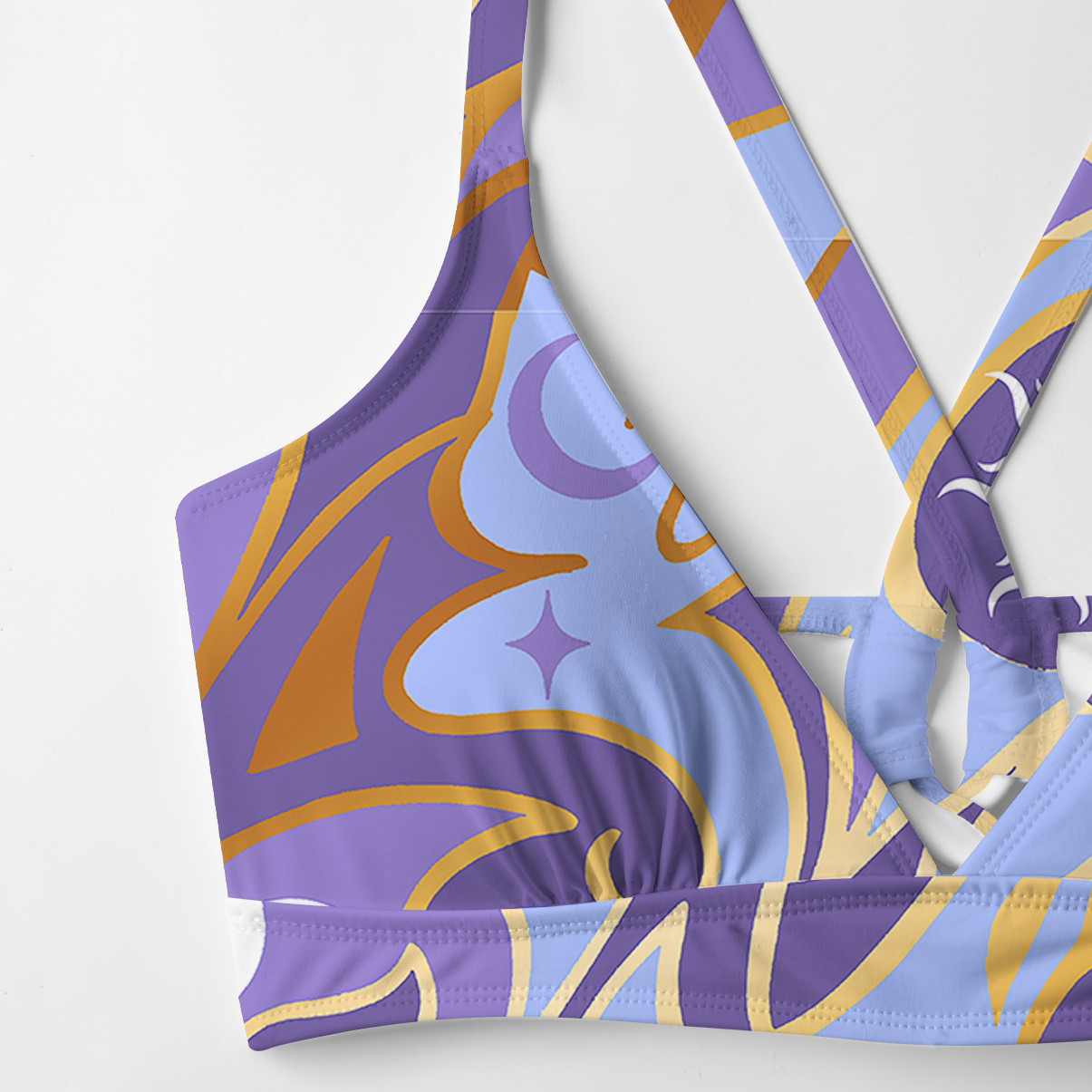 Purplehecate Divination Night Print Crisscross Tie-Back Bikini Set