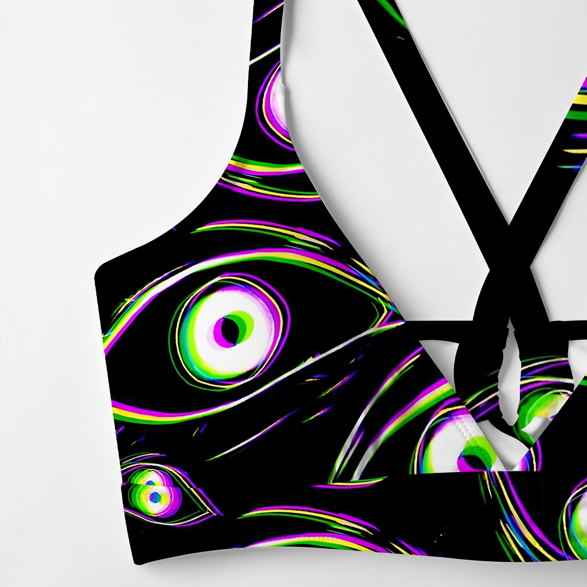 Purplehecate Glitch Vision Crisscross Tie-Back Bikini Set