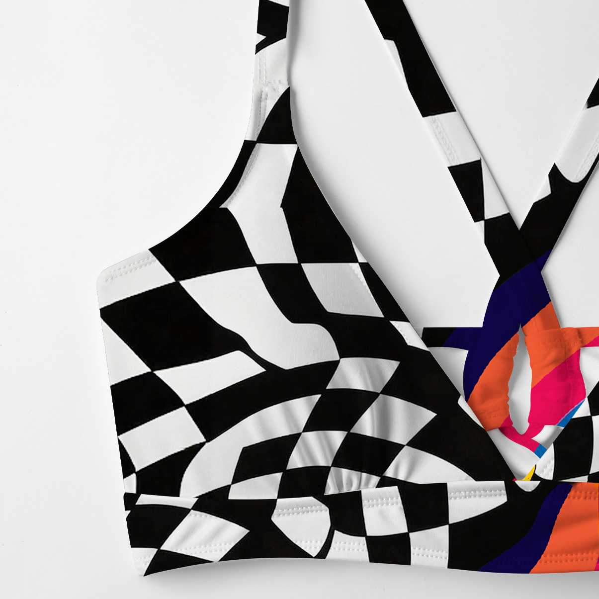 Purplehecate Trippy Rainbow Heart Eye Crisscross Tie-Back Bikini Set
