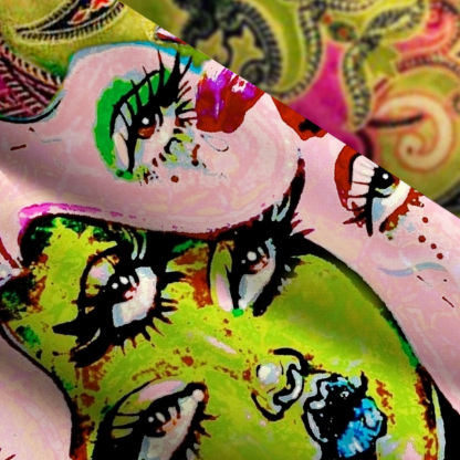 Purplehecate Pop Art Faces & Paisley Wide Straps Maxi Dress