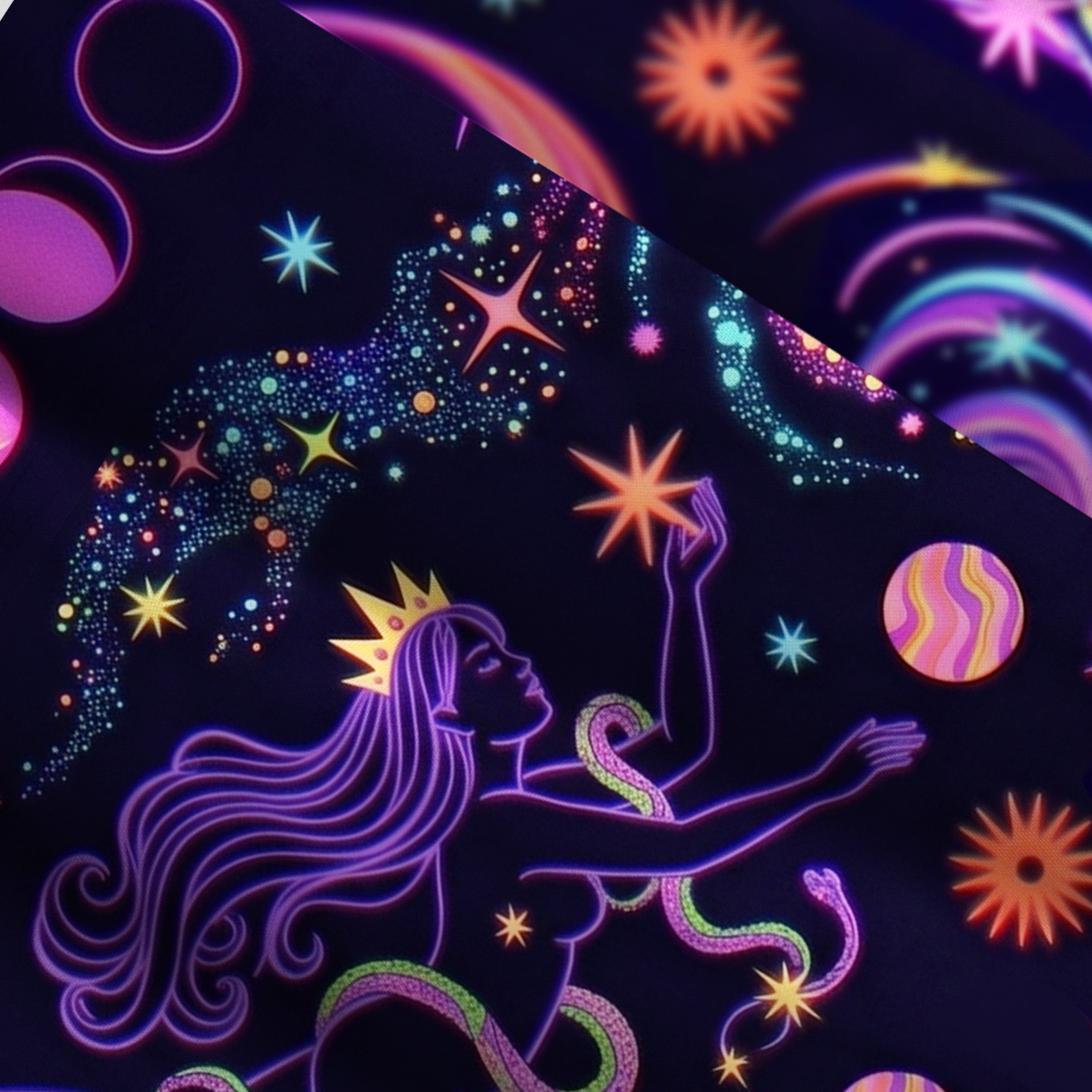 Purplehecate Celestial Magic Universe Wide Straps Maxi Dress