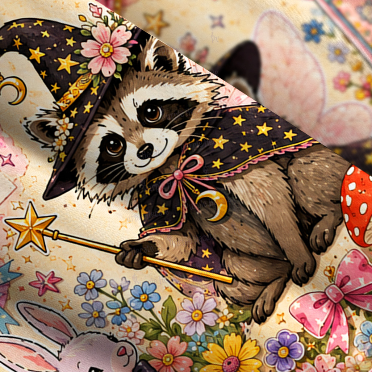 Purplehecate Tiny Magic Raccoon Witch Wide Straps Maxi Dress