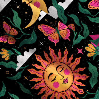 Purplehecate Starry Night Butterfly Dreams Wide Straps Maxi Dress
