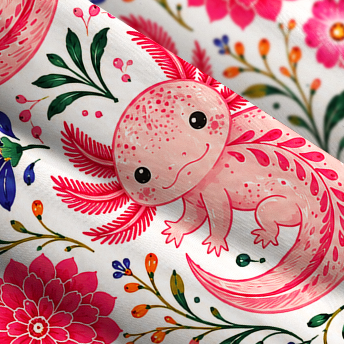 Purplehecate Mexico Pink Axolotl Wide Straps Maxi Dress