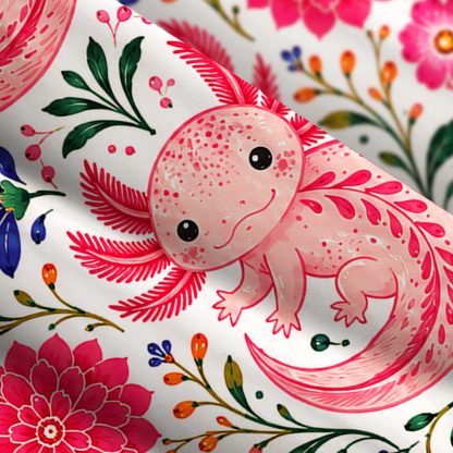 Purplehecate Mexico Pink Axolotl Wide Straps Maxi Dress