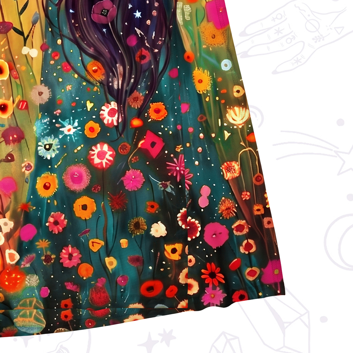 Purplehecate Starlit Flower Field Twin Witches Mesh Maxi Tank Beach Dress