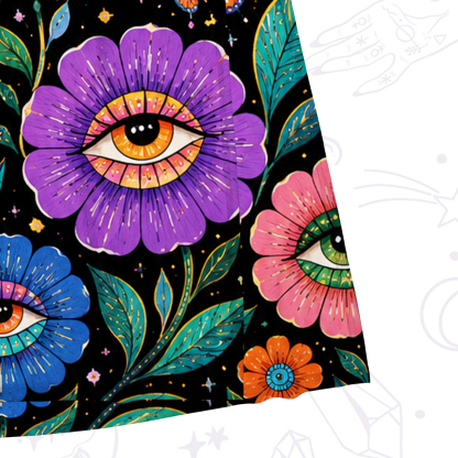 Purplehecate Groovy Hippie Flower Eyes Mesh Maxi Tank Beach Dress