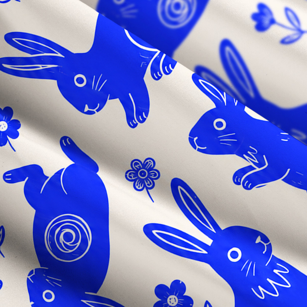 Purplehecate Playful Blue Bunny Wide Straps Maxi Dress