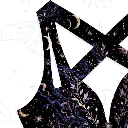 Purplehecate Moon Phase Oracle Cat One-Piece Swimsuit