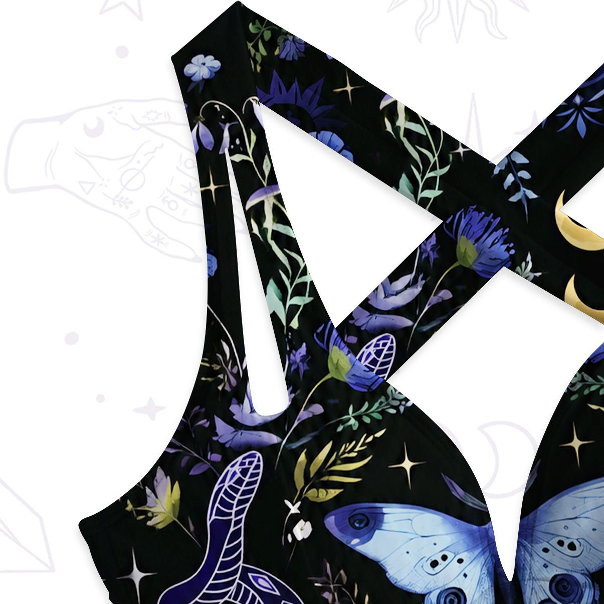 Purplehecate Moon Moth Witchery One-Piece Swimsuit