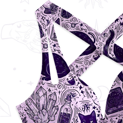 Purplehecate Midnight Black Cat Witch Potion One-Piece Swimsuit