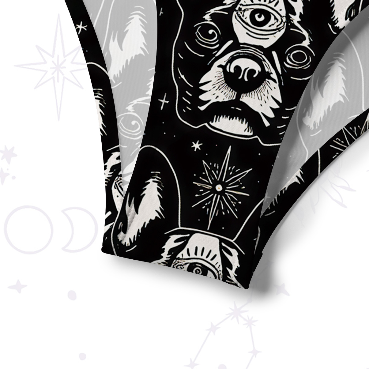 Purplehecate Mystic Boston Terrier Crisscross Tie-Back Bikini Set