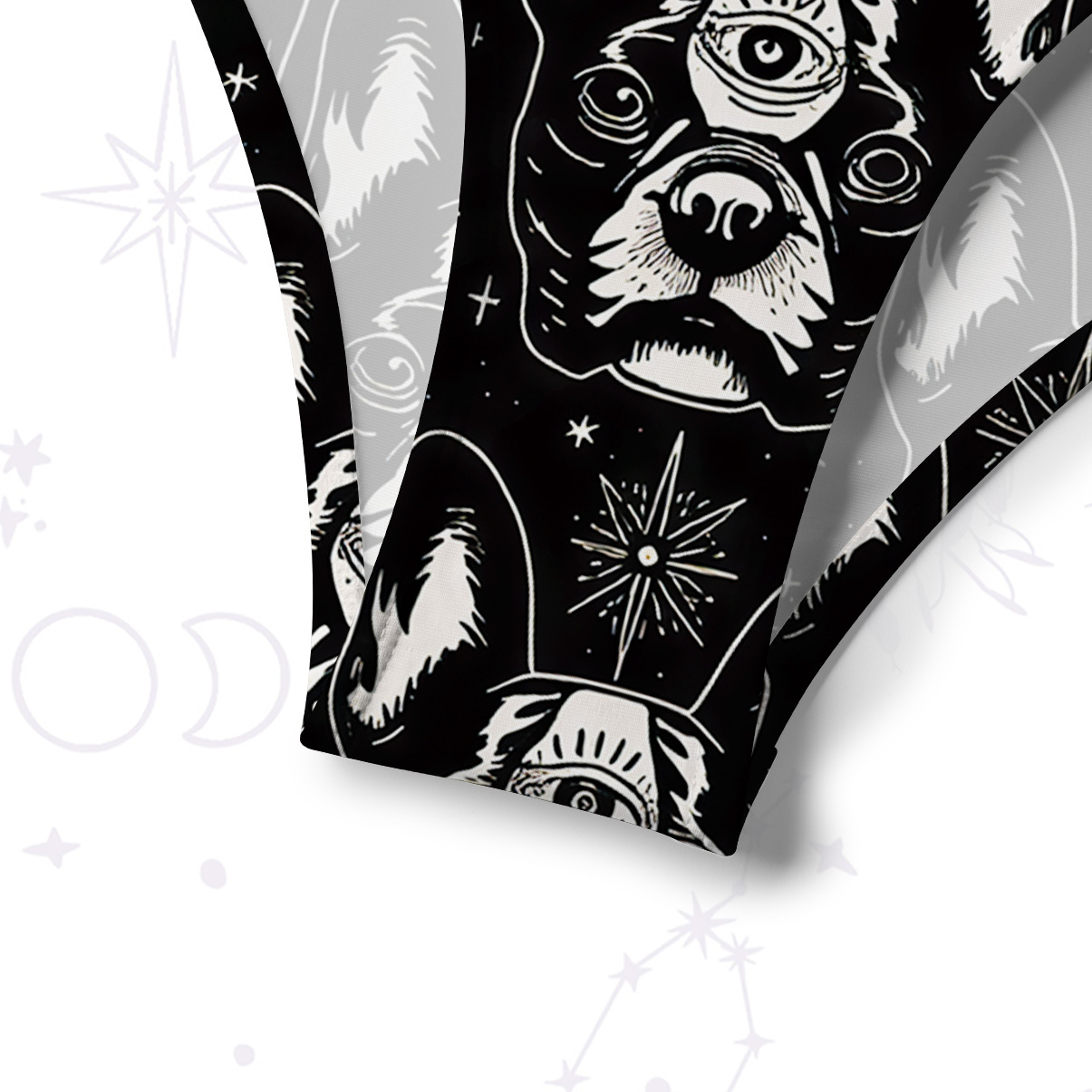 Purplehecate Mystic Boston Terrier Crisscross Tie-Back Bikini Set
