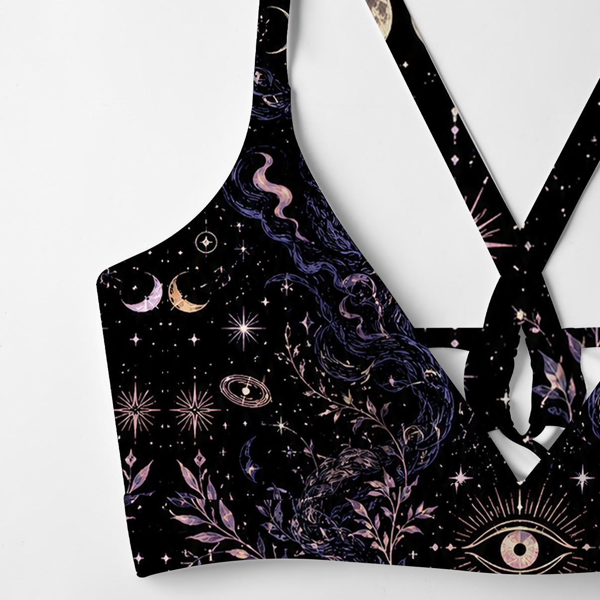 Purplehecate Moon Phase Oracle Cat Tie-Back Bikini Set