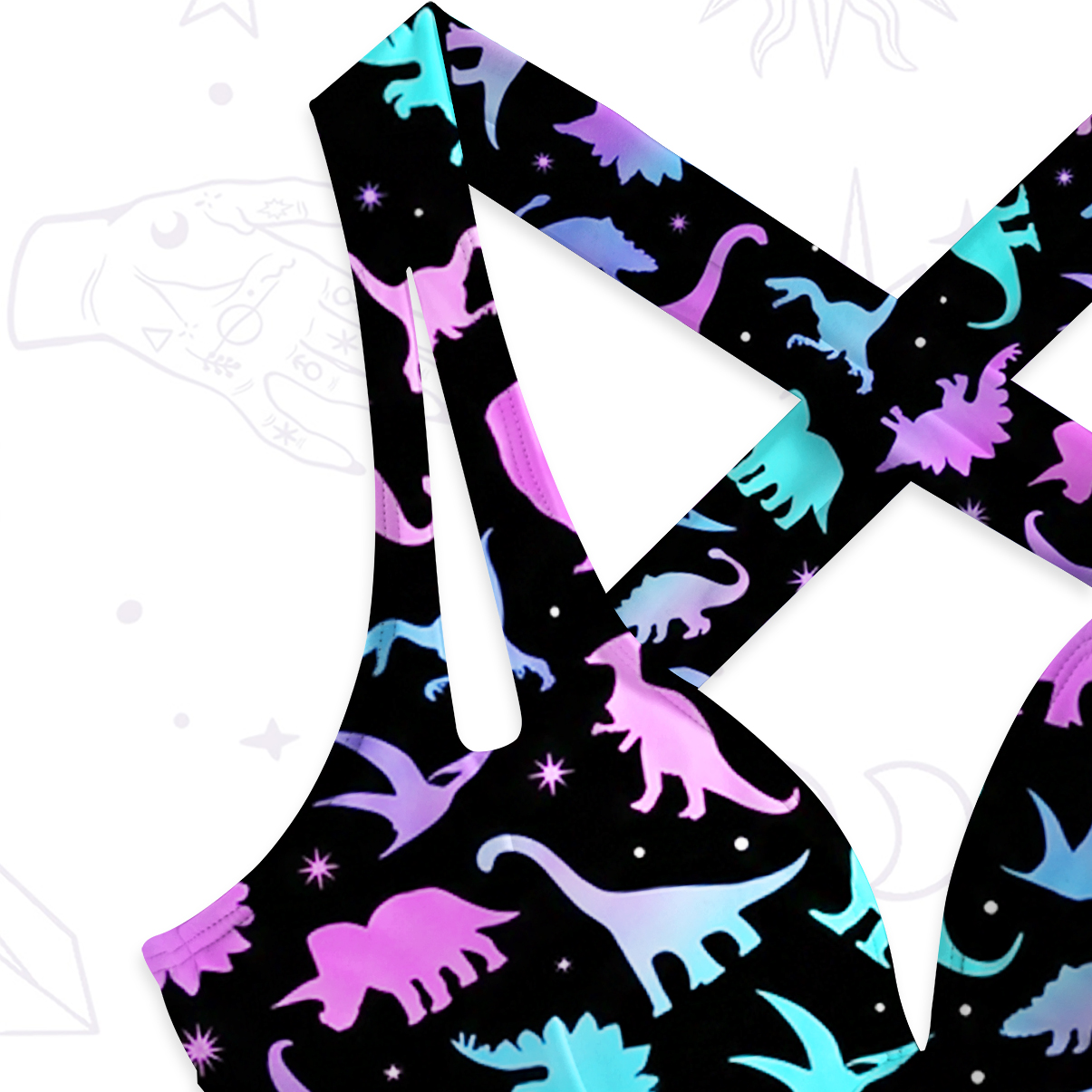 Purplehecate Neon Dino Dream One-Piece Swimsuit