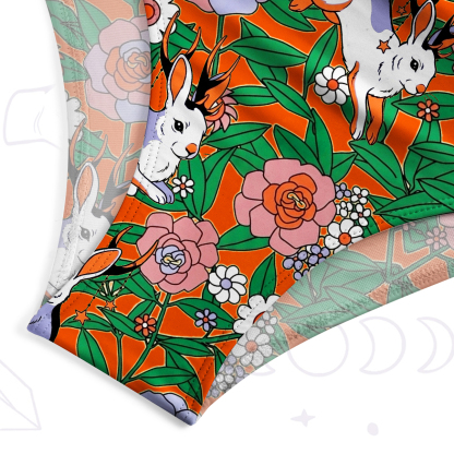 Purplehecate Mystic Blossom Bunny Garden One-Piece Swimsuit