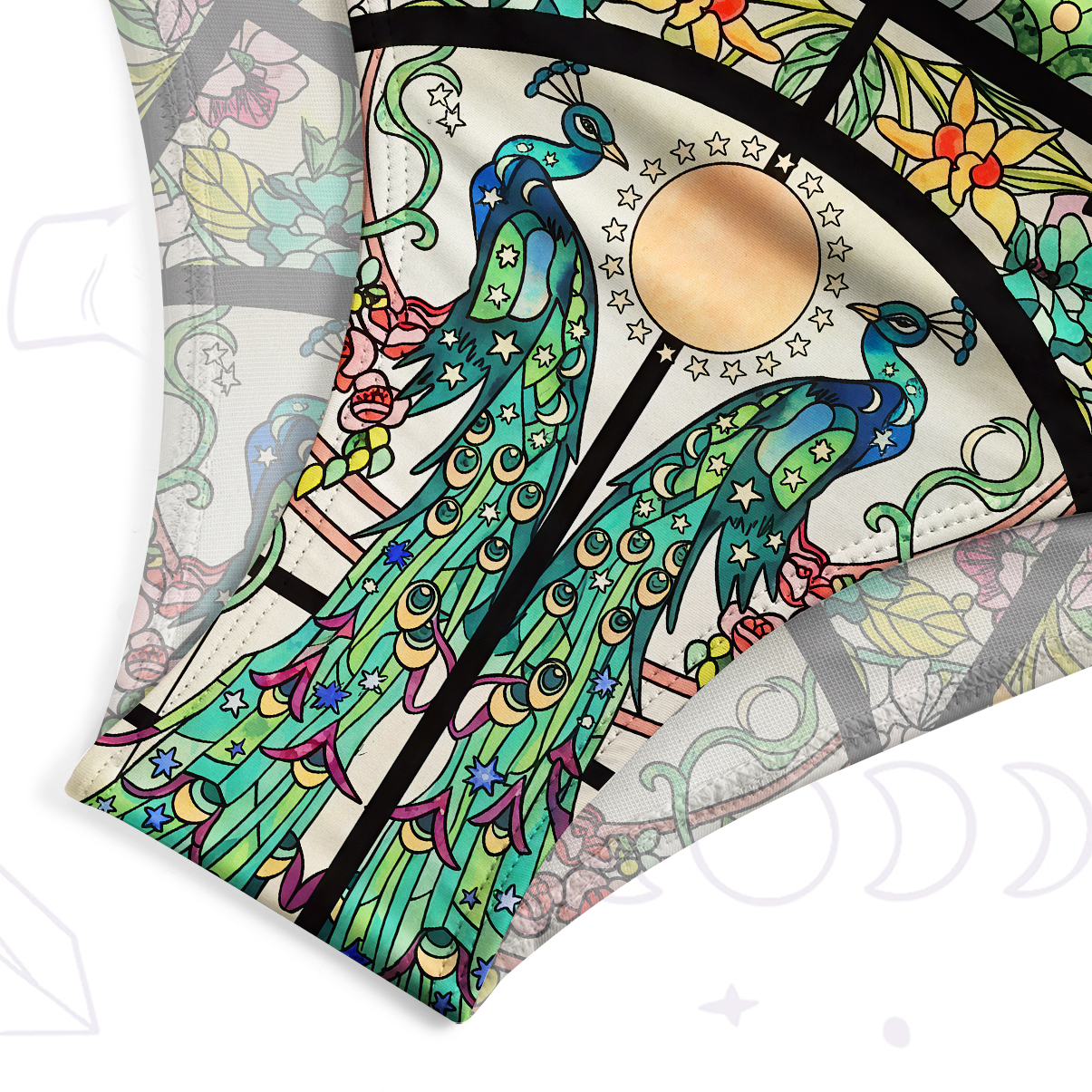 Purplehecate Mystic Peacock Stained Glass One-Piece Swimsuit