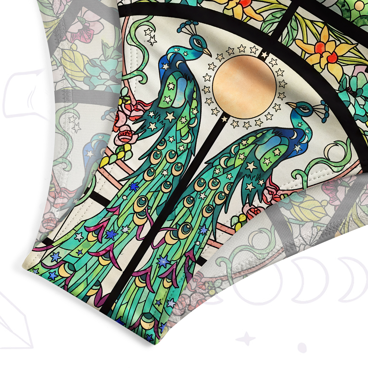 Purplehecate Mystic Peacock Stained Glass One-Piece Swimsuit