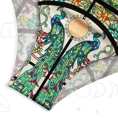 Purplehecate Mystic Peacock Stained Glass One-Piece Swimsuit
